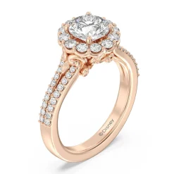 Enchanted Star Lab Grown Diamond 14K Gold Cinderella Split Shank Halo Engagement Ring