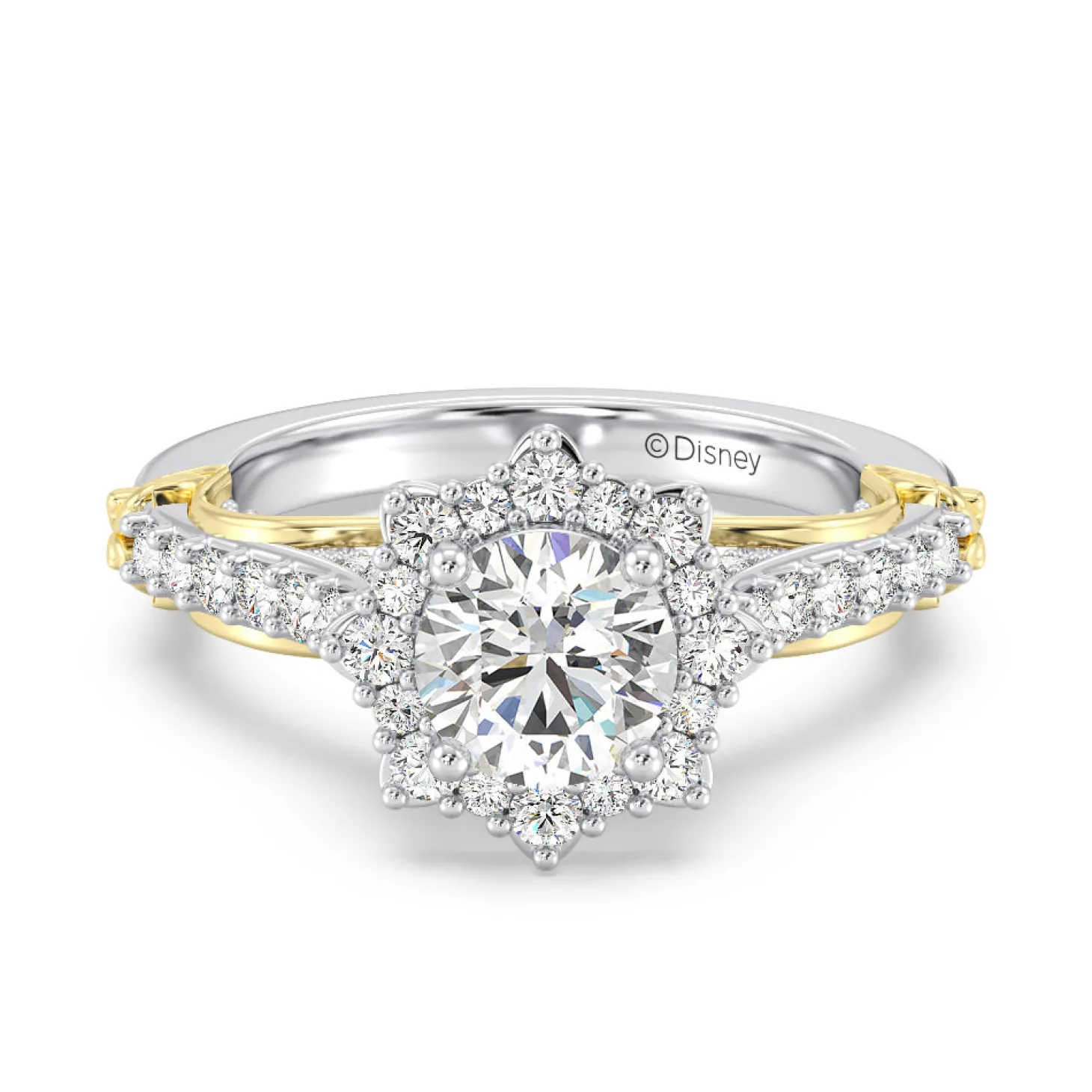 Enchanted Star Lab Grown Diamond 14K Gold Belle Halo Engagement Ring with Rose Gallery