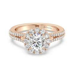 Enchanted Star Lab Grown Diamond 14K Gold Cinderella Split Shank Halo Engagement Ring