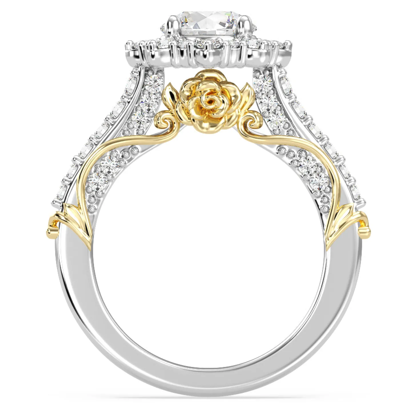 Enchanted Star Lab Grown Diamond 14K Gold Belle Halo Engagement Ring with Rose Gallery