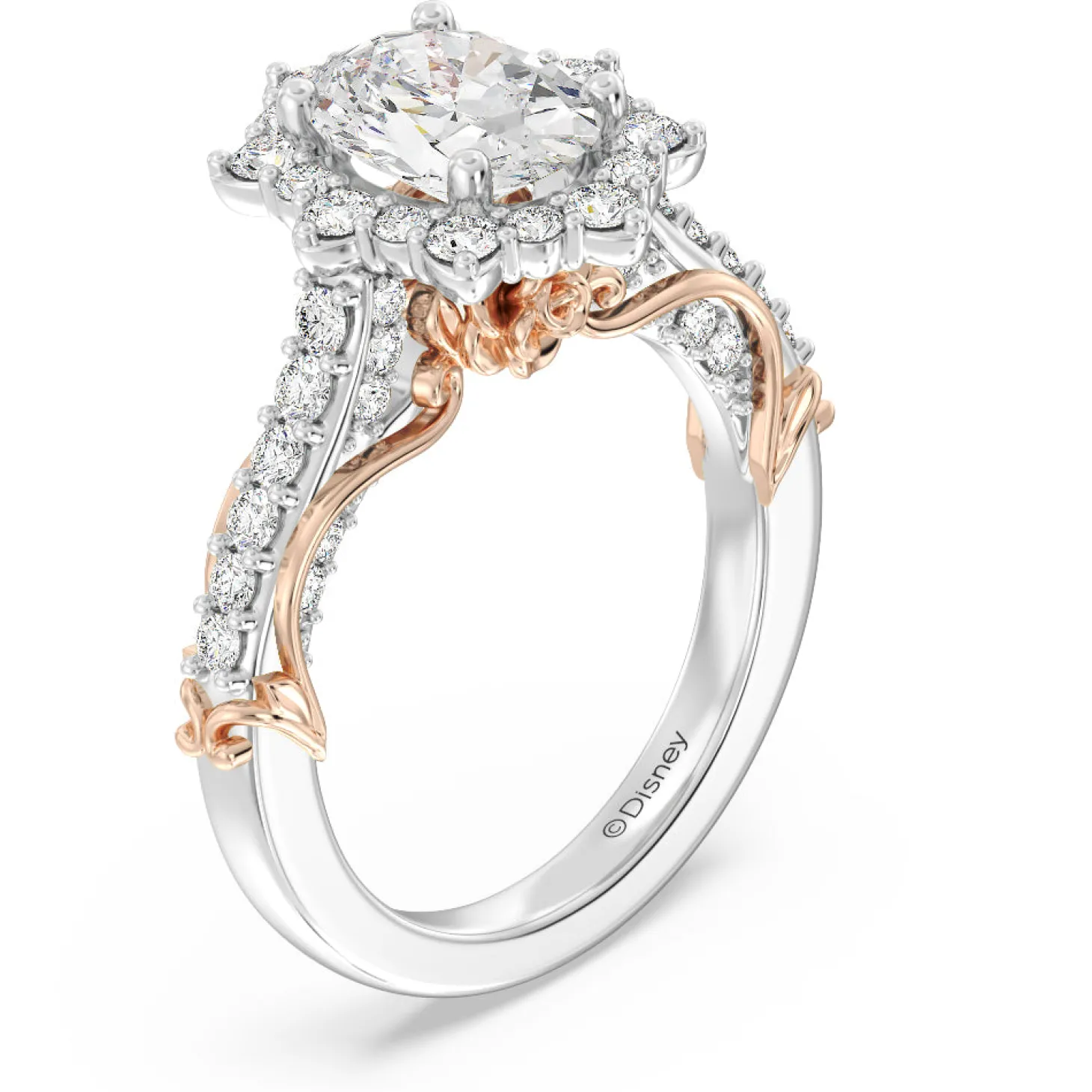 Enchanted Star Lab Grown Diamond 14K Gold Belle Halo Engagement Ring with Rose Gallery