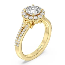 Enchanted Star Lab Grown Diamond 14K Gold Cinderella Split Shank Halo Engagement Ring