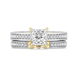 Enchanted Star Lab Grown Diamond 14K Gold Snow White Bow Engagement Ring Set