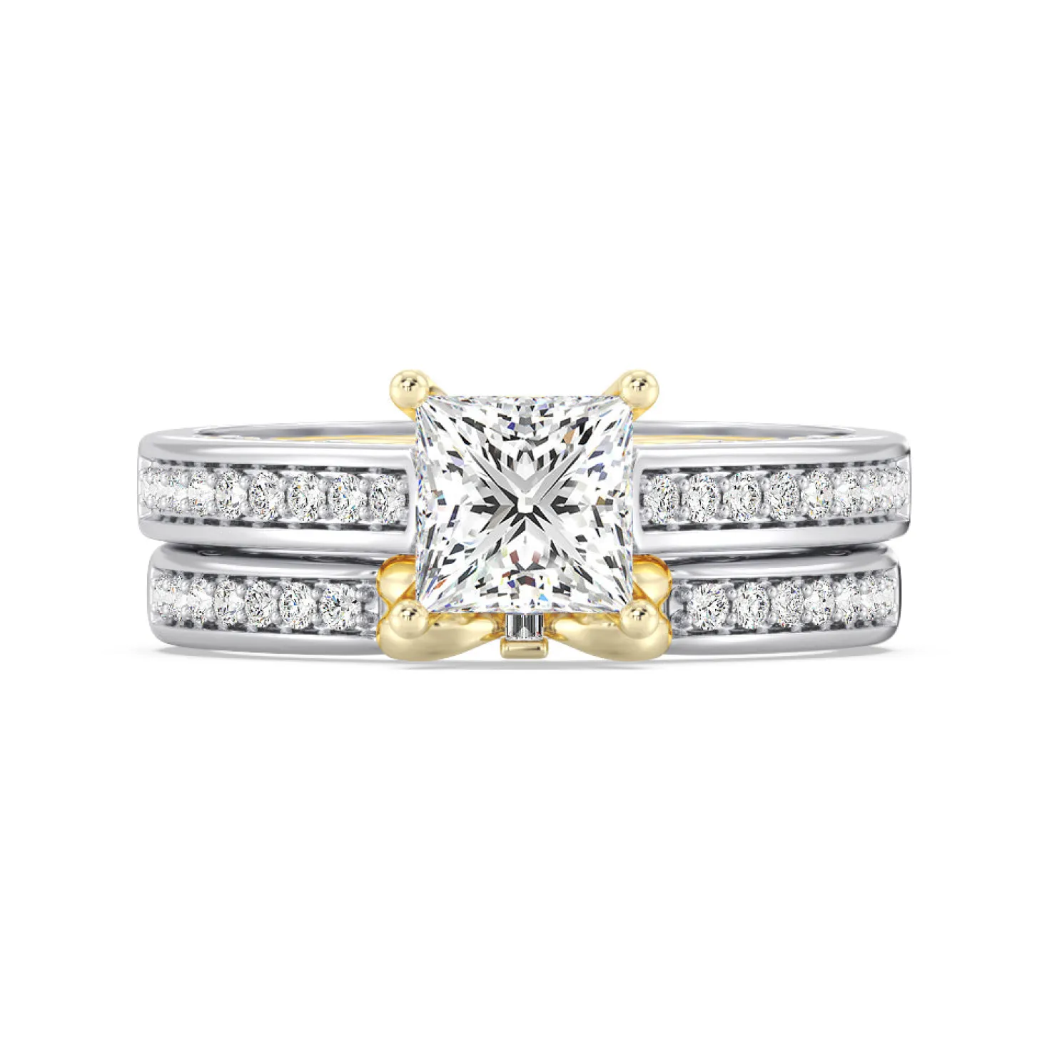 Enchanted Star Lab Grown Diamond 14K Gold Snow White Bow Engagement Ring Set