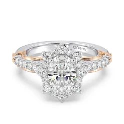Enchanted Star Lab Grown Diamond 14K Gold Belle Halo Engagement Ring with Rose Gallery