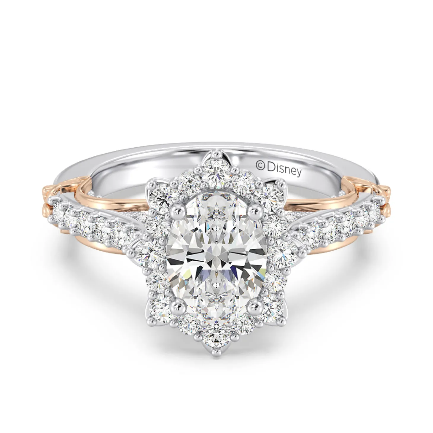 Enchanted Star Lab Grown Diamond 14K Gold Belle Halo Engagement Ring with Rose Gallery